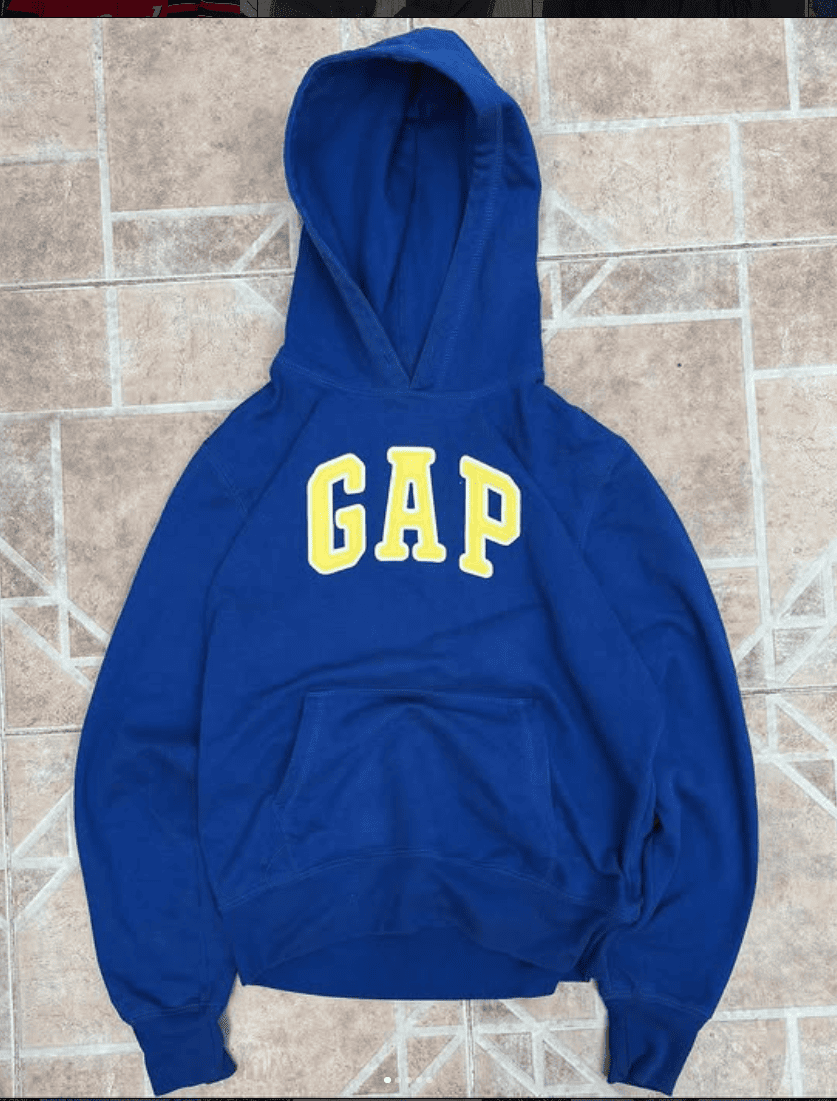 Sudadera Hoodie GAP Azul Logo Amarillo Talla M mujer
